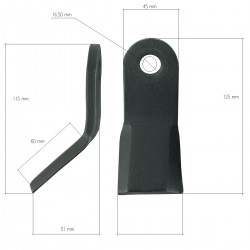 Bijak, noże typu Y / M16 / bijak młotkowy, młotek bijakowy do kosiarki bijakowej EFGC, EFGCH, DP, DPS, AG, AGF / 330 g