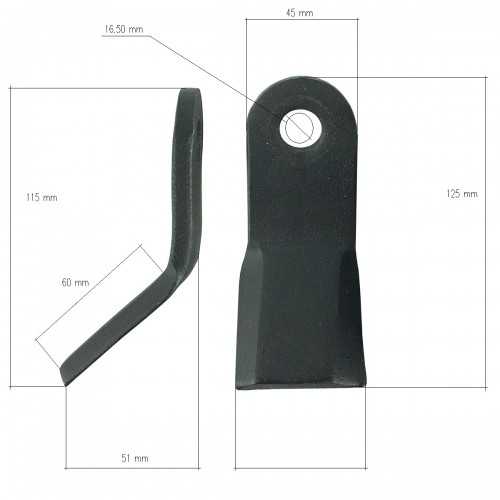 Bijak, noże typu Y / M16 / bijak młotkowy, młotek bijakowy do kosiarki bijakowej EFGC, EFGCH, DP, DPS, AG, AGF / 330 g